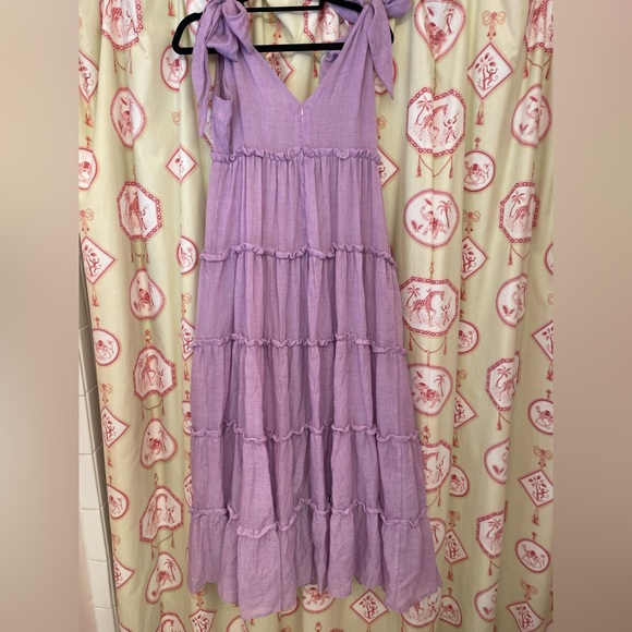 English Factory Tiered Mido Dress in Lilac Size Large - Picture 7 of 8